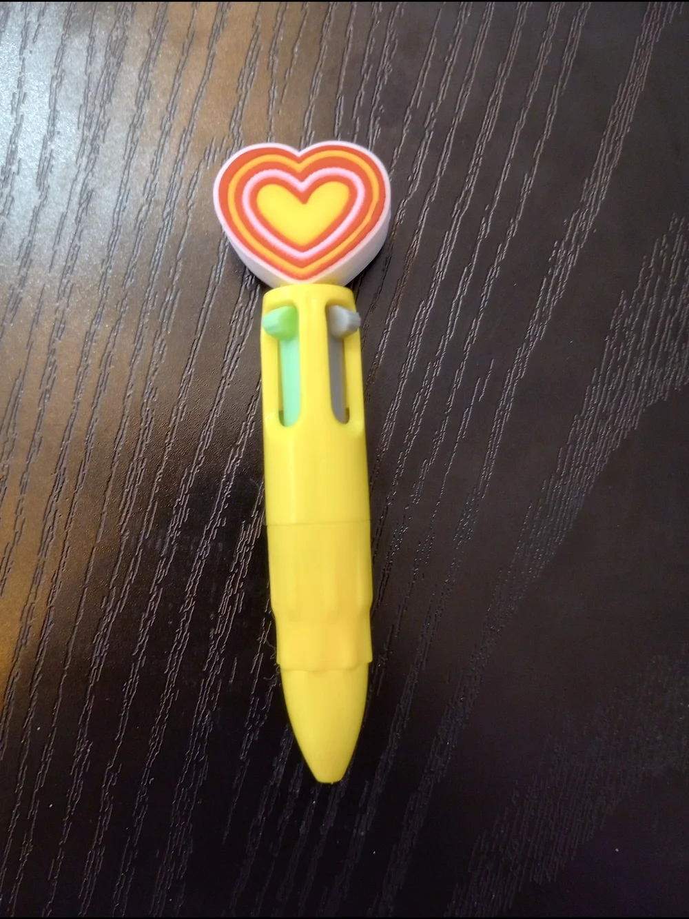 Ballpoint Yellow Multi-Color Heart 4 In One Pen